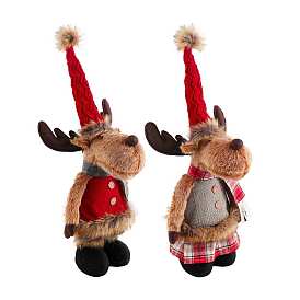 Christmas Cloth Stretchable Plush Standing Doll Elk Ornaments, for Home Indoor Table Decoration