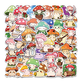 50Pcs Mushroom PVC Waterproof Self-Adhesive Stickers, Cartoon Stickers, for Party Decorative Presents