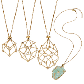 3шт. 3 стили, макраме-мешочек из нержавеющей стали, кулон, цепочка, ожерелье