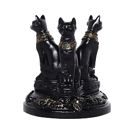 Resin Crystal Ball Display Stands, Triple Egyptian Cat