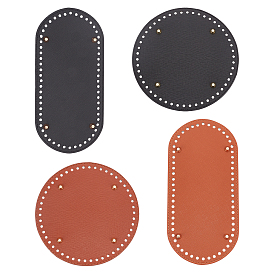 CHGCRAFT 4 Pcs 4 Styles PU Leather Bottom, for Women Bags Handmade DIY Accessories, Flat Round