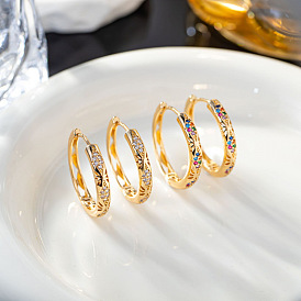 Латунные микро проложить серьги обруча кубического циркония, золотые