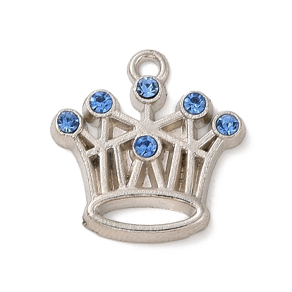 Alloy Pendants, with Glass Rhinestone, Crown
