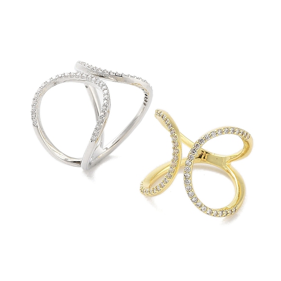 Реечное покрытие латунь микро паве кубический цирконий регулируемые кольца, долговечное покрытие для женщин, без свинца и без кадмия