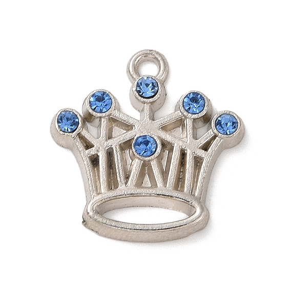 Alloy Pendants, with Glass Rhinestone, Crown