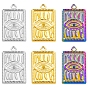 304 Stainless Steel Pendant Rhinestone Setting, Rectangle with Eye