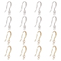 Brass Cubic Zirconia Earring Hooks, Ear Wire, with Horizontal Loop, Clear