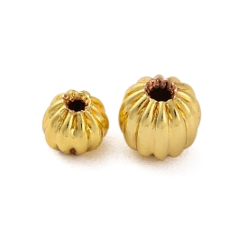 Rack Plating Pumpkin Brass Spacer Beads, Cadmium Free & Lead Free, Long-Lasting Plated