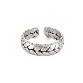 Twist Rope Shape Open Cuff Ring, Tibetan Style Alloy Jewelry for Men Women, Cadmium Free & Lead Free