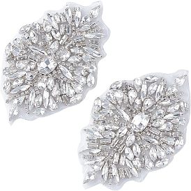 2Pcs Hotfix Rhinestone, Iron on Patches, Dress Shoes Garment Decoration, Flower