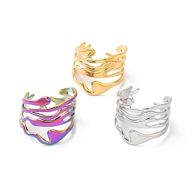 304 Stainless Steel Twist Wave Open Cuff Ring for Women