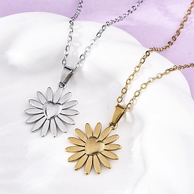 Ожерелья с подвесками в виде цветка в форме сердца из нержавеющей стали, ионное покрытие (ip)