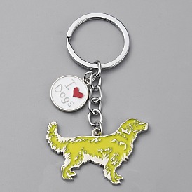 Llavero de aleación, con colgantes de perro esmaltados