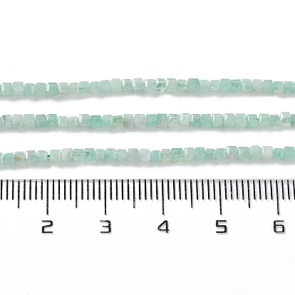 Natural Emerald Quartz Beads Strands, Cube, Faceted, Grade AAA