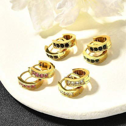 304 серьги из нержавеющей стали для женщин, со стразами, ионное покрытие (ip), кольцо, реальный 14 k позолоченный