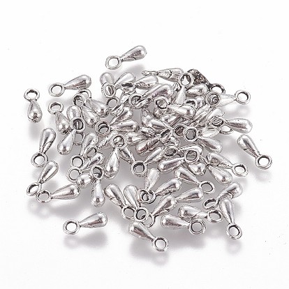 Tibetan Style Alloy Charms, Chain Extender Teardrop, Lead Free and Cadmium Free, Teardrop, 7mm long, 3mm wide, hole: 2.5mm