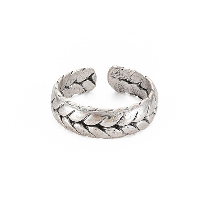 Twist Rope Shape Open Cuff Ring, Tibetan Style Alloy Jewelry for Men Women, Cadmium Free & Lead Free