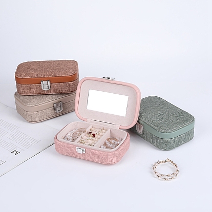 PU Leather Jewelry Packaging Boxes with Mirror Inside, for Necklaces Earrings Storage