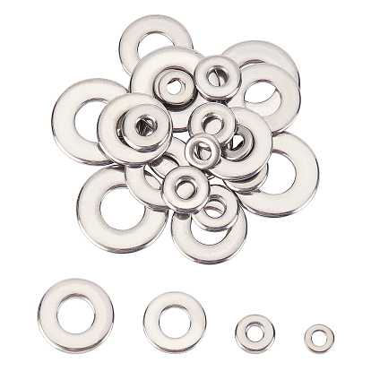 24 pcs 4 styles 304 anneaux de liaison en acier inoxydable, donut