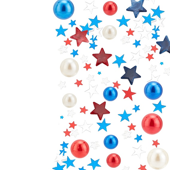 Наполнители для ваз своими руками на День независимости, включая пластиковый искусственный жемчуг, акриловую звезду и пластиковые бусины конфетти