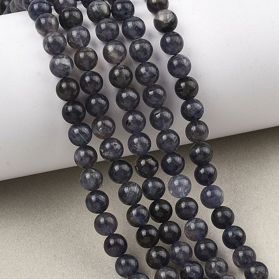 Природные иолит нитей бисера, гладкий круглый