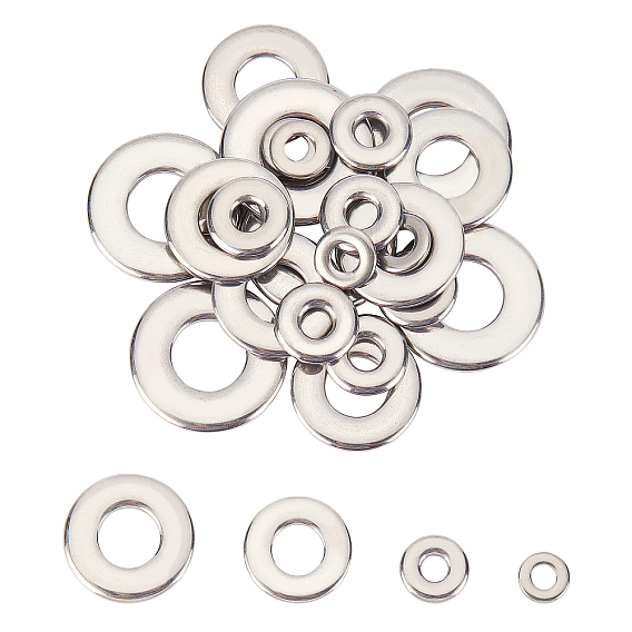 24 Pcs 4 Styles 304 Stainless Steel Linking Rings, Donut