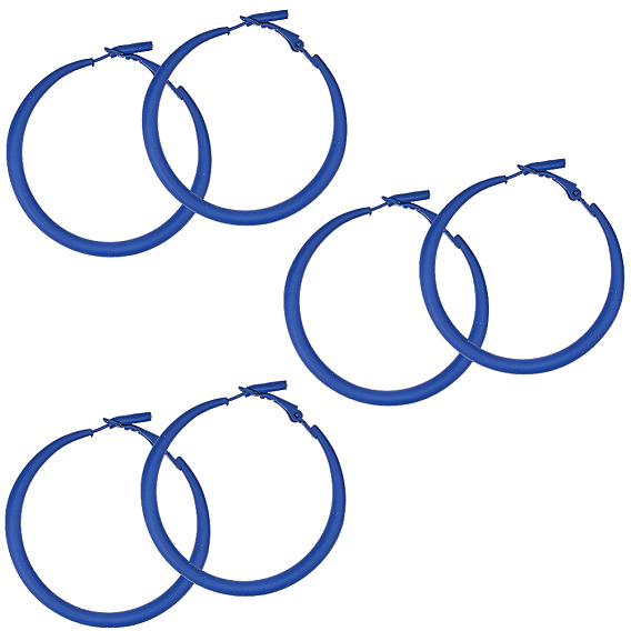 3 Пары сережек-колец из сплава, окрашенных аэрозольной краской, с 925 штырями стерлингового серебра, серебряные