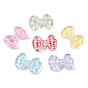 Printed Transparent Acrylic Beads, Plaid Bowknot