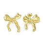 Brass Stud Earrings, with Clear Cubic Zirconia for Women, Bowknot