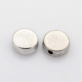 Abalorios de aleación de estilo tibetano, sin plomo y cadmio, plano y redondo, sobre 7 mm de diámetro, 3 mm de espesor, agujero: 1 mm
