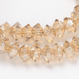 Полный радуга покрытием стеклянная бусина пряди, граненые двухконусные, 5x3 мм, отверстие : 1 мм, около 99 шт / нитка, 11.8 дюйм