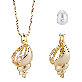 1Латунная цепочка с регулируемым ползунком, с 1 шт. 925 подвесками в виде пустых ракушек из стерлингового серебра и 1 шт. бусинами из натурального пресноводного жемчуга