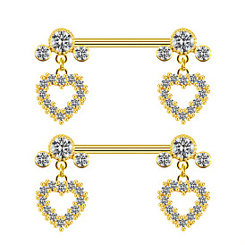 316l хирургическая нержавеющая сталь прозрачный кубический цирконий сердце гвоздь сосок кольца