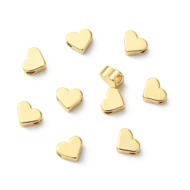 SHEGRACE Brass Beads, Cadmium Free & Nickel Free & Lead Free, Heart