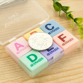 TPR Plastic Erasers, School Supplies, Square with Letter A~E