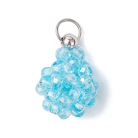 Подвески гальванизируйте стекла, слеза, с 304 кольцами из нержавеющей стали, граненые