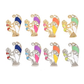 Сплав эмали горный хрусталь подвески, стойки покрытие, очарование девушки-серфингистки, без кадмия, без никеля и без свинца, золотые / платиновые