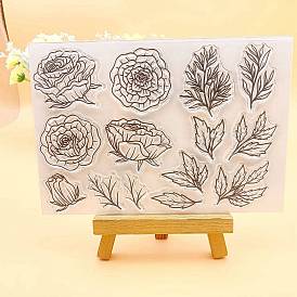 Flower & Leaf Silicone Stamps, for DIY Scrapbooking, Photo Album Decorative, Cards Making, Stamp Sheets