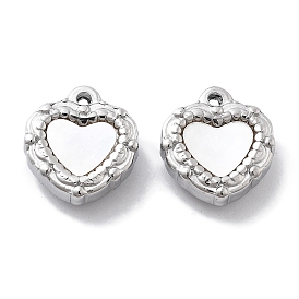 304 Stainless Steel Pave Shell Heart Charms