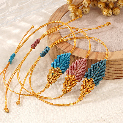 Регулируемые тканевые плетеные браслеты для дружбы пара, лист