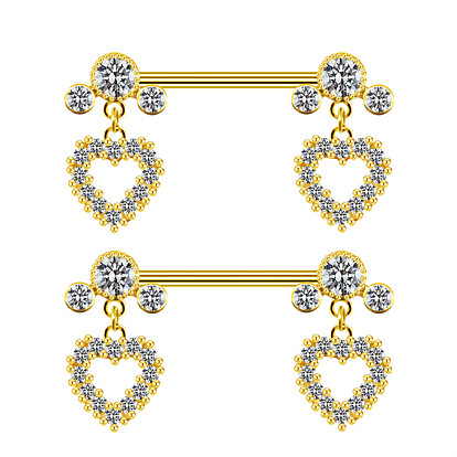 316l хирургическая нержавеющая сталь прозрачный кубический цирконий сердце гвоздь сосок кольца