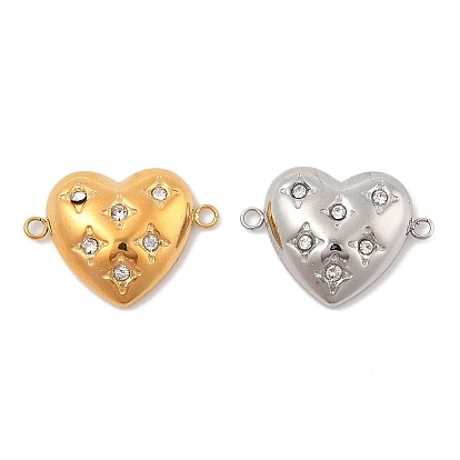 304 подвески из нержавеющей стали с прозрачным фианитом и микро-паве, сердечные ссылки