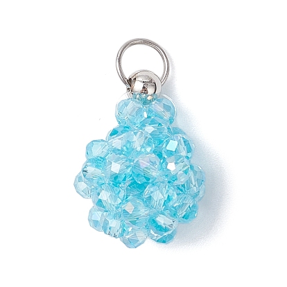 Подвески гальванизируйте стекла, слеза, с 304 кольцами из нержавеющей стали, граненые