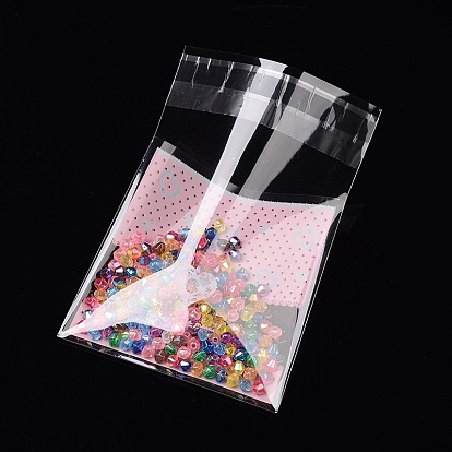 Rectangle OPP Cellophane Bags, with Heart Pattern, 10x6.9cm, Bilateral Thickness: 0.07mm, about 95~100pcs/bag