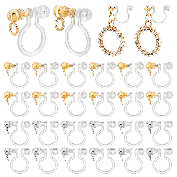 24 шт. 2 цвета пластиковые серьги-клипсы, с 304 петлями из нержавеющей стали
