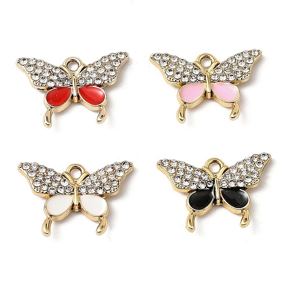 Подвески из эмали из сплава с УФ-покрытием, со стразами, бабочка