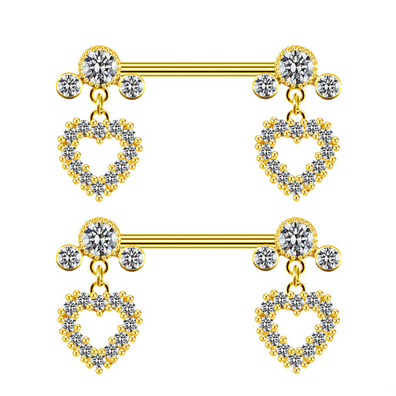 316l хирургическая нержавеющая сталь прозрачный кубический цирконий сердце гвоздь сосок кольца