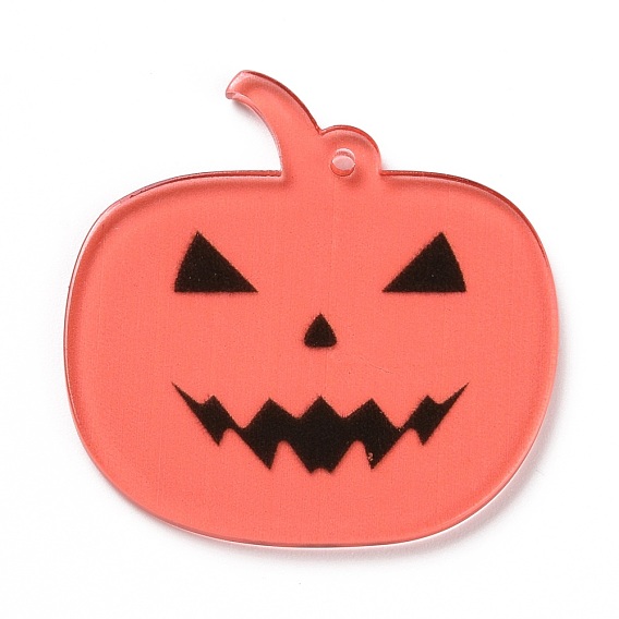 Halloween Translucent Acrylic Pendants, Pumpkin