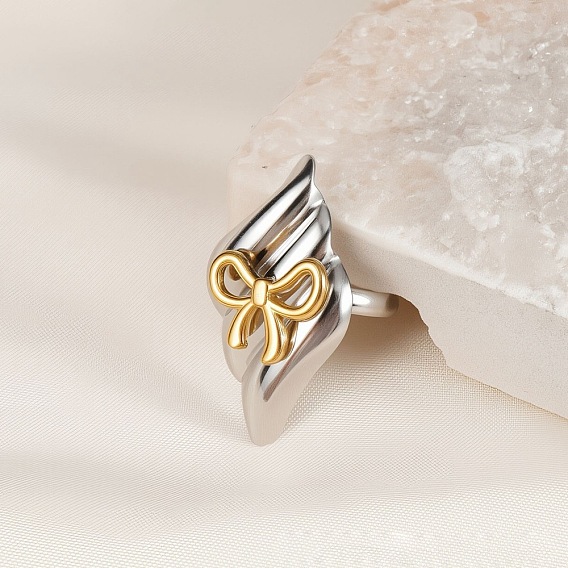 304 палец кольца из нержавеющей стали, ромб с бантом