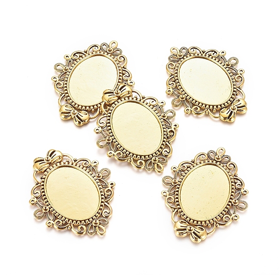 Сеттинги для кабошонов или кулона, сплав, тибетский стиль , без свинца и без кадмия, овальный поднос: 32x24 мм, 57x46x2.5 мм, отверстие : 3.5 мм